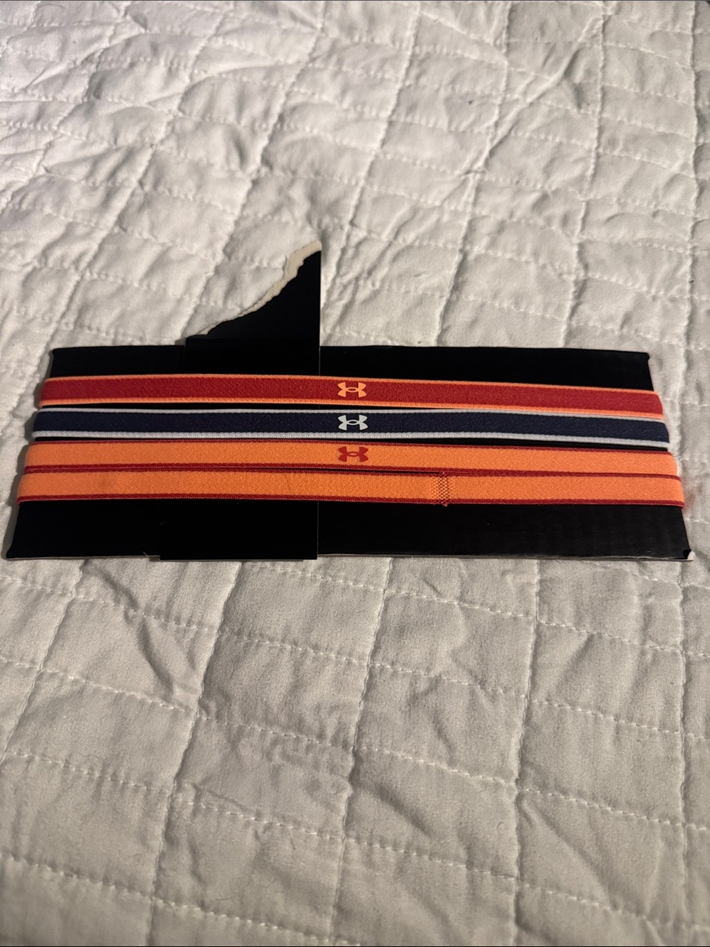 Under Armour 4 pack Striped Elastic Headbands - Orange, Navy, Red